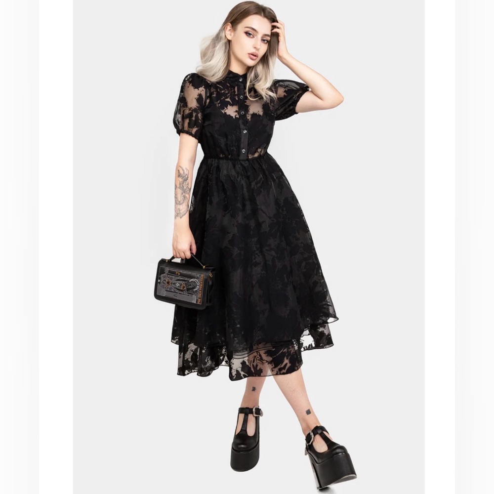 NWT Disturbia Spectre Layered Midi Shirt Dress black US 12